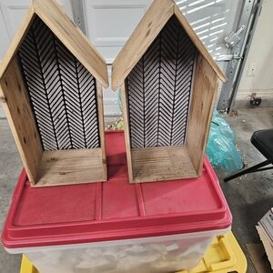 Rustic Wooden House-Shaped Shelves